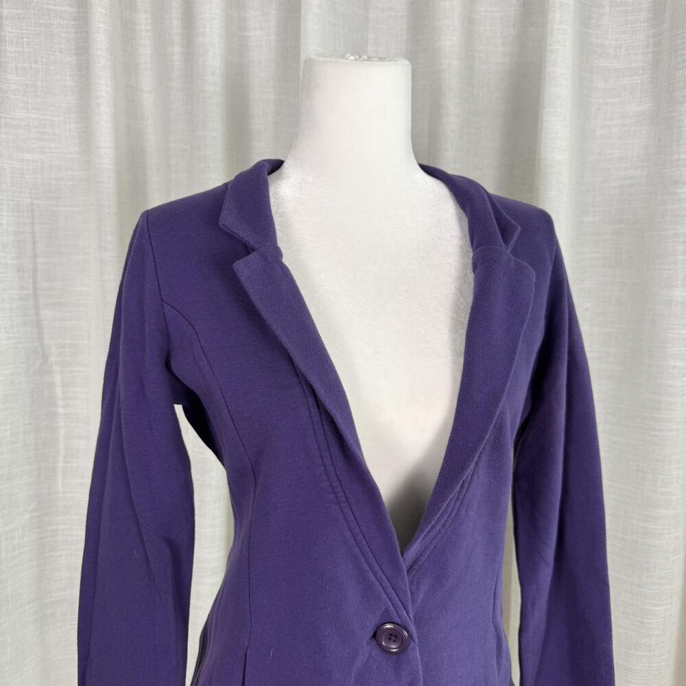Caslon Knit Blazer Jacket Womens Medium Purple Cotton One Button Casual - Picture 4 of 10